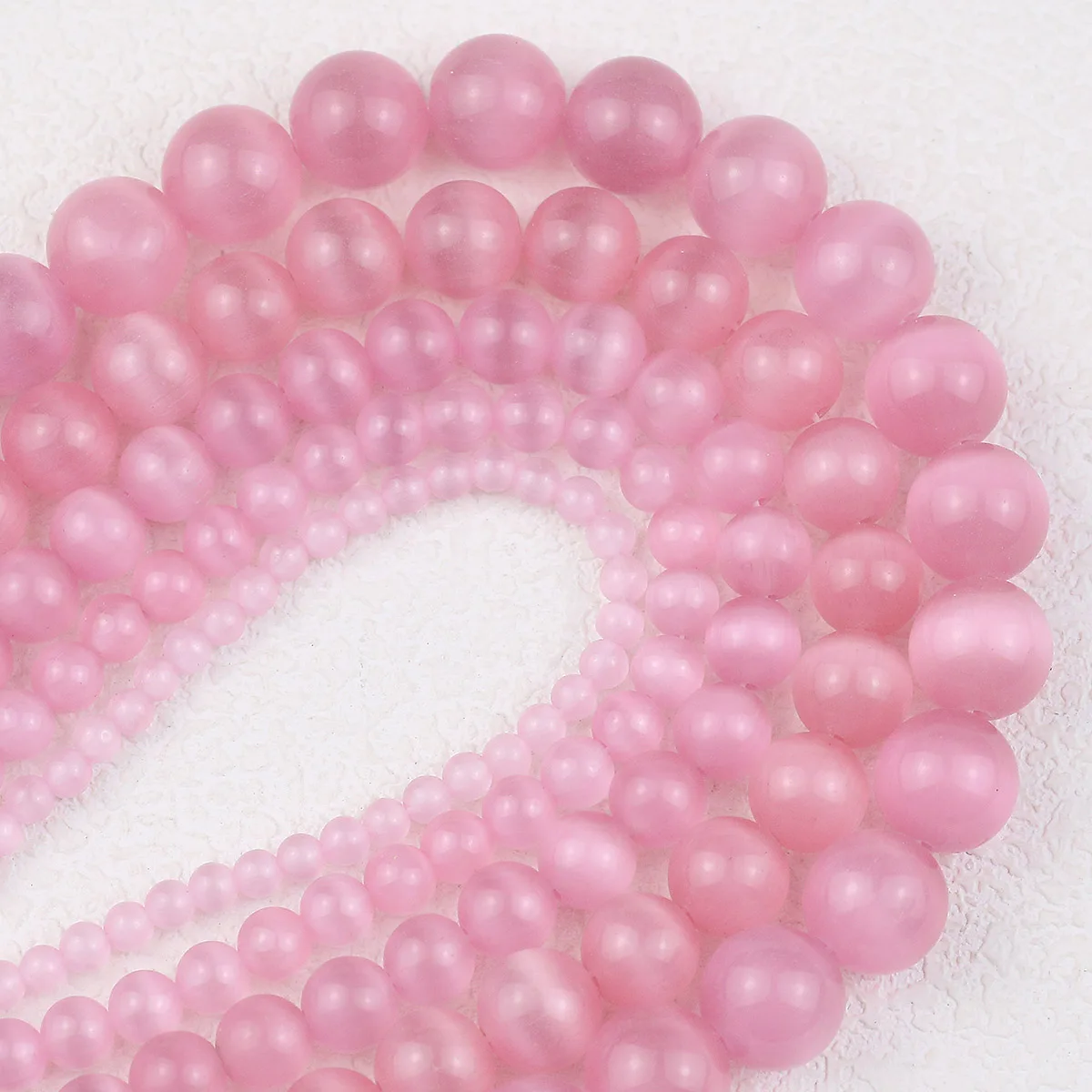 1Strand Natural Pink Cat's Eye Stone Round Loose Beads For Jewelry Making Bracelets Necklaces DIY Accessories 15‘’ 4/6/8/10/12mm image 5
