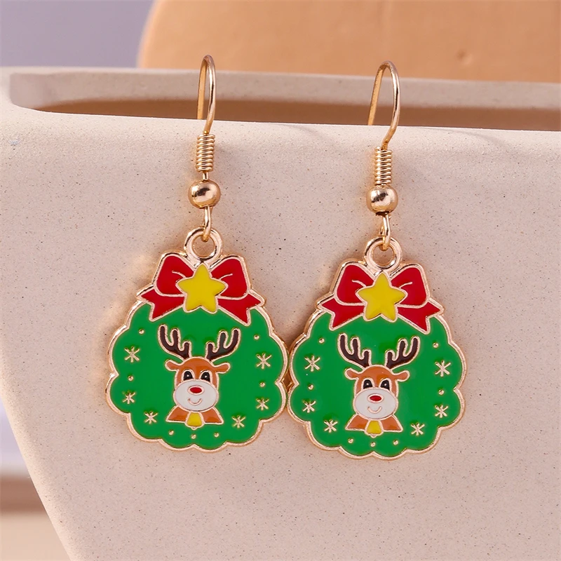 Mode handgemachte gestrickte Weihnachtsmütze Tropfen Ohrringe für Frauen Mädchen Neujahr Party Urlaub Schmuck Dekoration – Detail 13