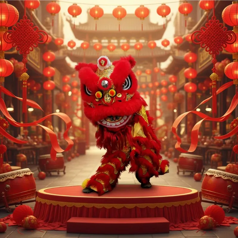 Lion dance prop wool dragon lantern