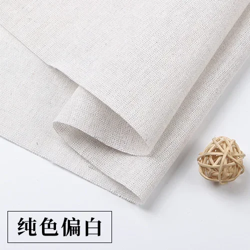 200 /300/500cm X150cm Textile Cotton Linen Gray Fabric Vintage Clothing Pillow Tablecloth Gift Doll\'s Fabrics Plain White Yellow