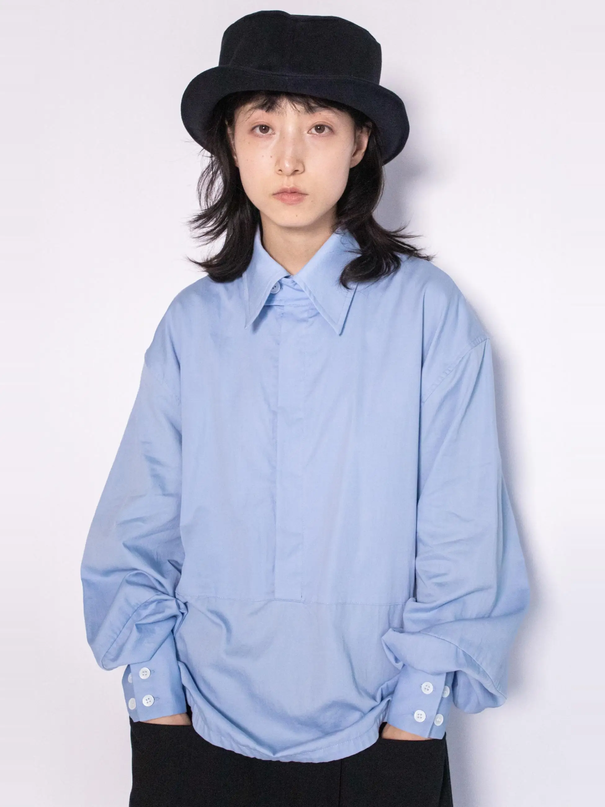 

Fre Prince Sle Long Sve Blue White Gingham Plaid irt Original Design Loose Fit Cotton 00% Stand Collar Casual irt