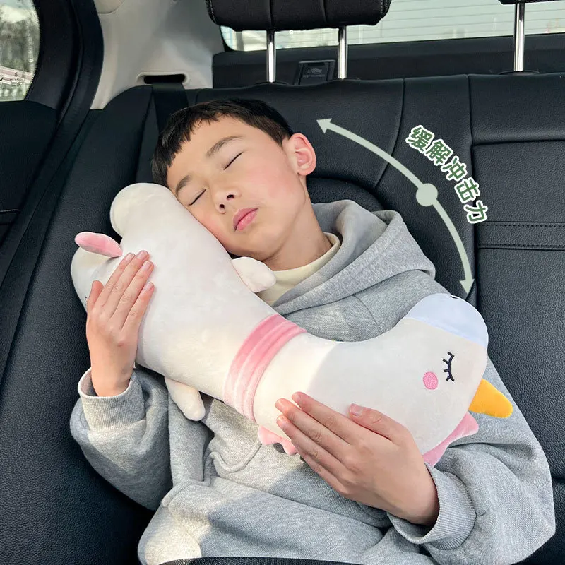 Car Seat Shoulder Pad with Cartoon Pet Design for Children To Prevent Strangling and Sleep Aid Travel Accessories  Car Pillow