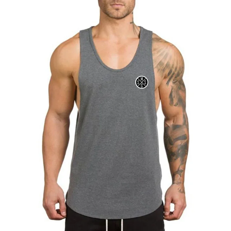 Nouveauté été pour hommes, gilet en coton imprimé respirant de la marque Muscleguys, idéal pour la musculation, la gym, le sport et le fitness.