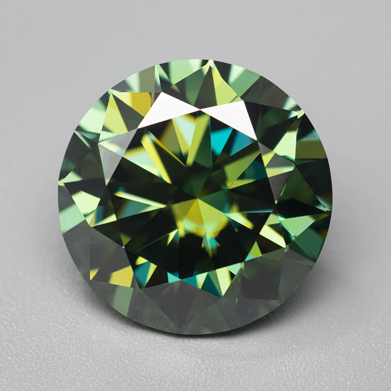 Never Fade Natural Green Color Moissanite Loose Stones 5.0-18.0mm VVS1 Positive Pass Tester with GRA Certificate