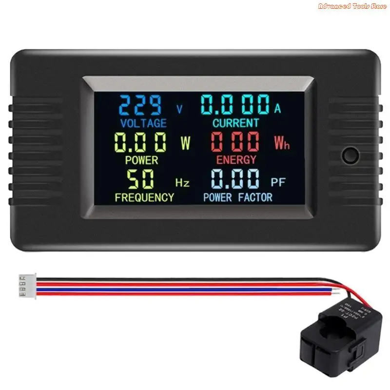 Multifunction AC110V/220V Current Power Meter Colour LCD Digital Display Power Monitors 100A High Precisions W91B
