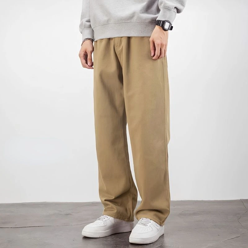 

Men 2023 Spring Autumn Fashion Solid Color Casual Pants Male Loose Straight Wide Leg Pants Men Retro Streetwear Trousers F80