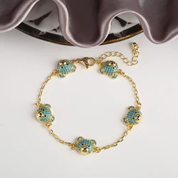 Classic Cubic Zirconia Cute Bear Gold Plated Adjustable Bracelet charm for Women Girls Party Wedding Jewelry Gift Wholesale