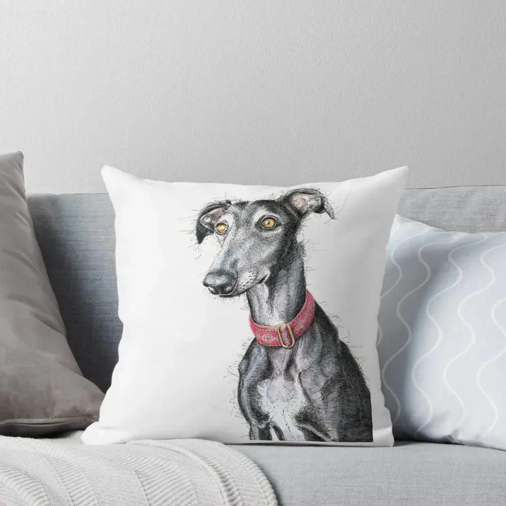 

A beautiful Greyhound wearing a red collar Throw Pillow Ornamental Pillow christmas ornaments 2025 Luxury Pillow Case