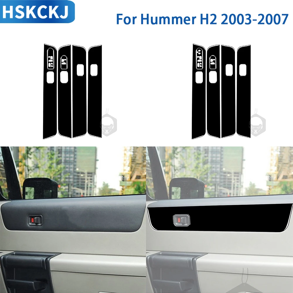 For Hummer H2 2003 2004 2005 2006 2007 Accessories Piano Black Plasti Car Interior Door Panel Trim Stickers Decoration