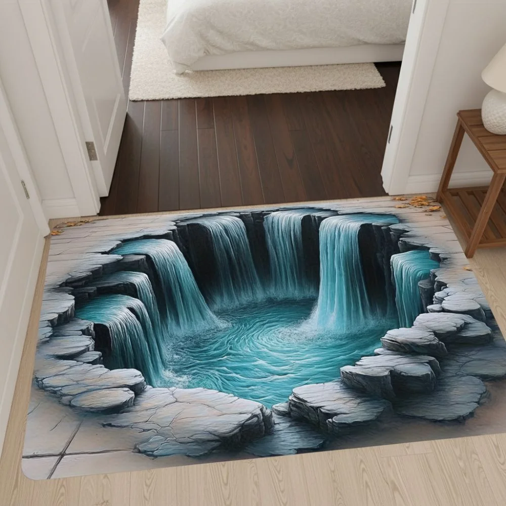 Creativity 2D Flat Optical Illusion Doormat Easy To Clean Non-slip Bathroom Carpet Durable Stain-resistant Bedroom Door Rug Home