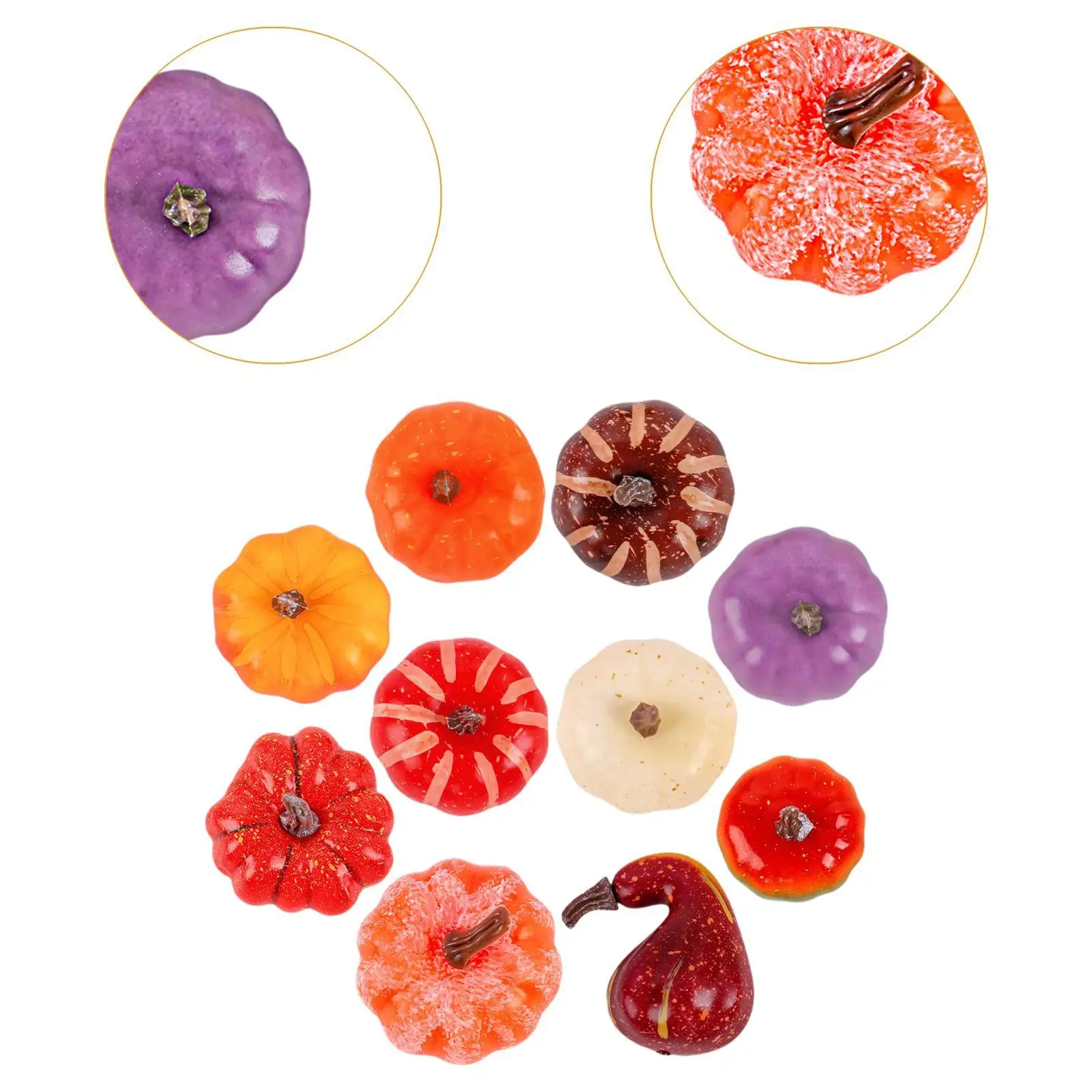 10x Halloween Pumpkin Decorations Artificial Pumpkins Home Decor Stylish Ornaments for Parties Indoor Outdoor Farmhouse