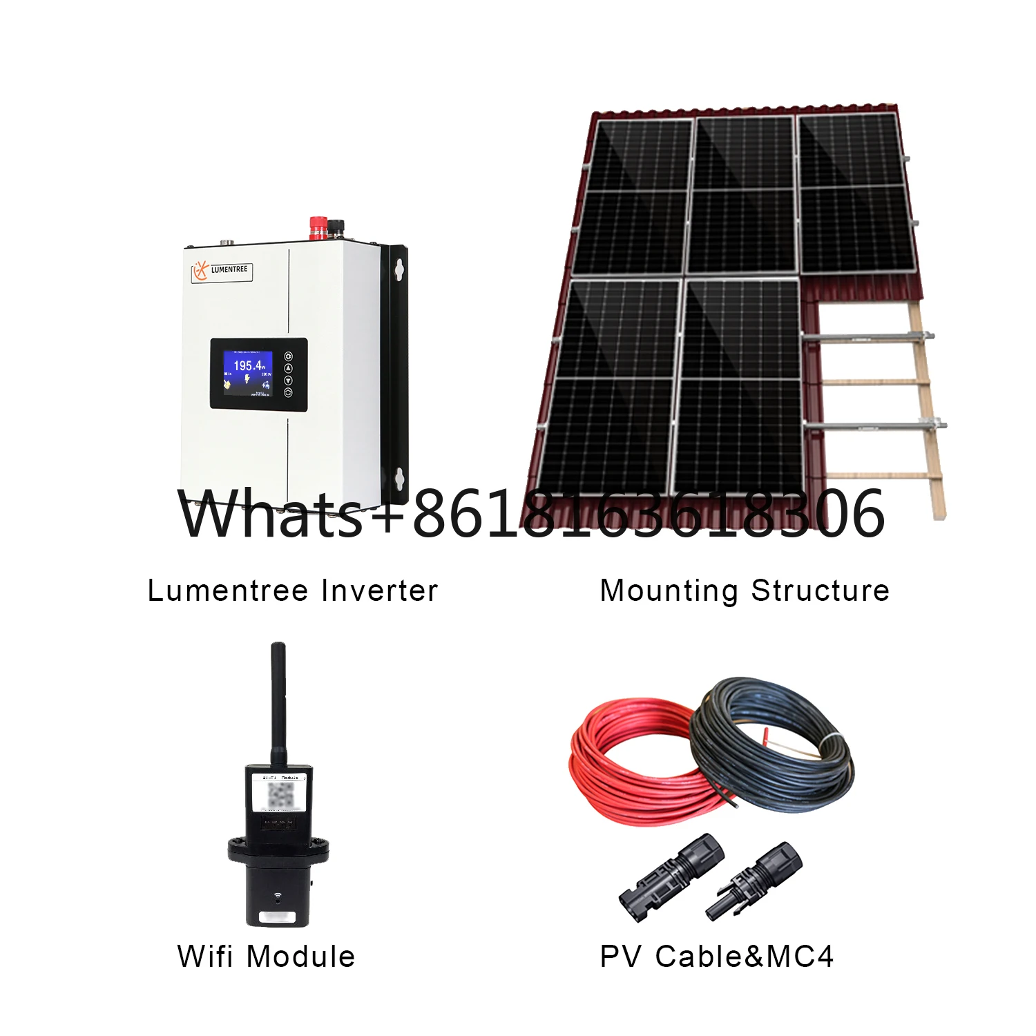 On Grid Solar Inverter 600W 1kW 2kW DC 25-90V Limiter Sensor For Home With MPPT