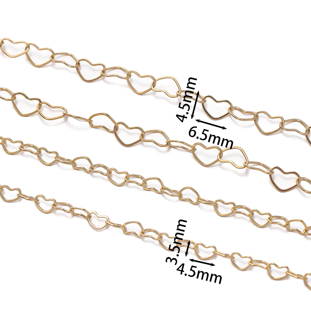 1Meter Stainless Steel Chains 4/6mm Hollow Love Heart Chain for Handmade DIY Necklace Bracelet Anklets Jewelry Making Supplies