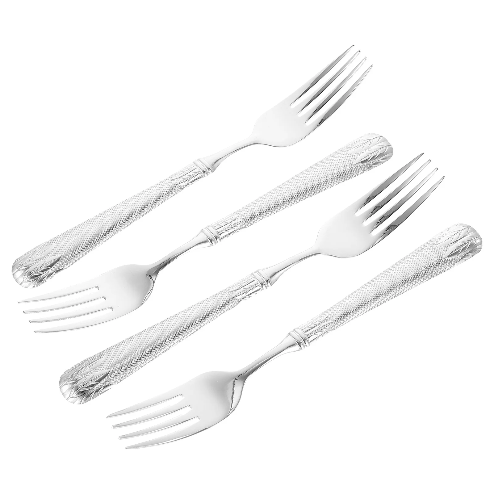 

4pcs Hammered Dinner Stainless Steel Portable Lightweight Rustproof Camping Bbq Fork Multi-Purpose Salad Steak Fork Barbecue