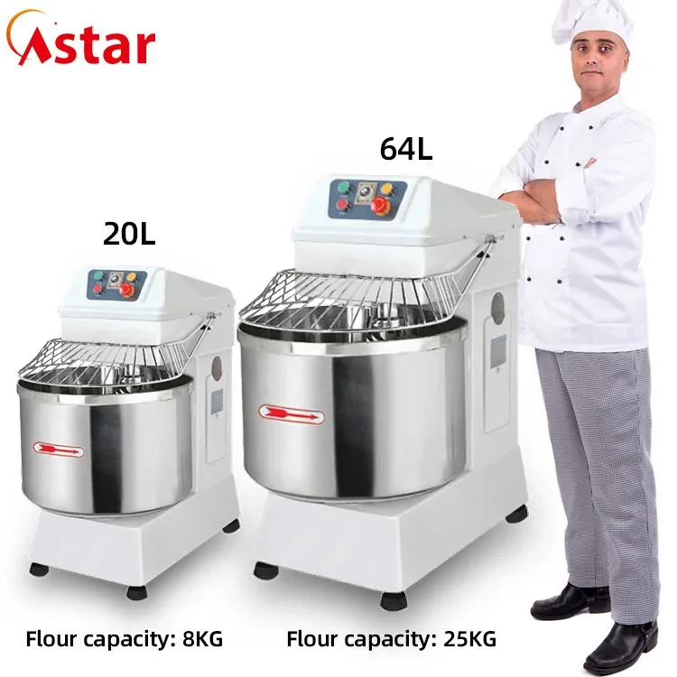 Top Astar 25KG Flour Mixer Food Machine Double Motor Double Speed Full Belt Spiral dough Mixer for cake bread