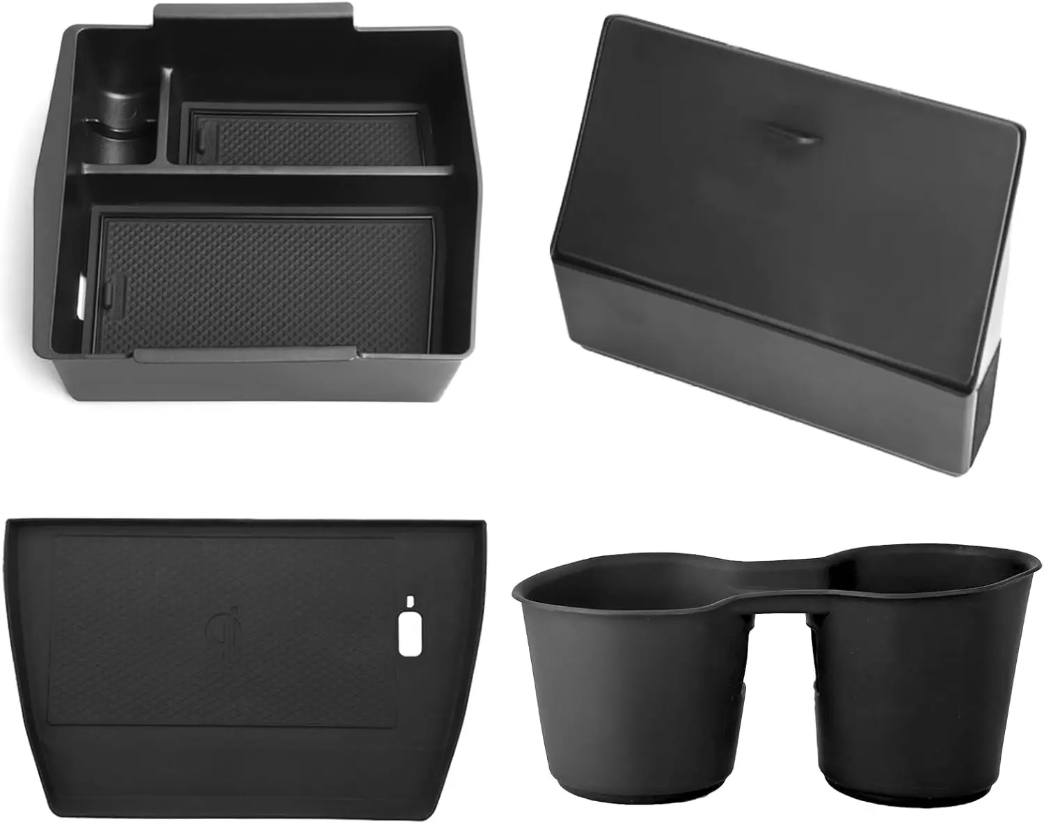 

Center Console Organizer Set for 2025 Subaru Forester, Armrest Storage Box + Silicone Cup Holder + Hidden Box + Wireless
