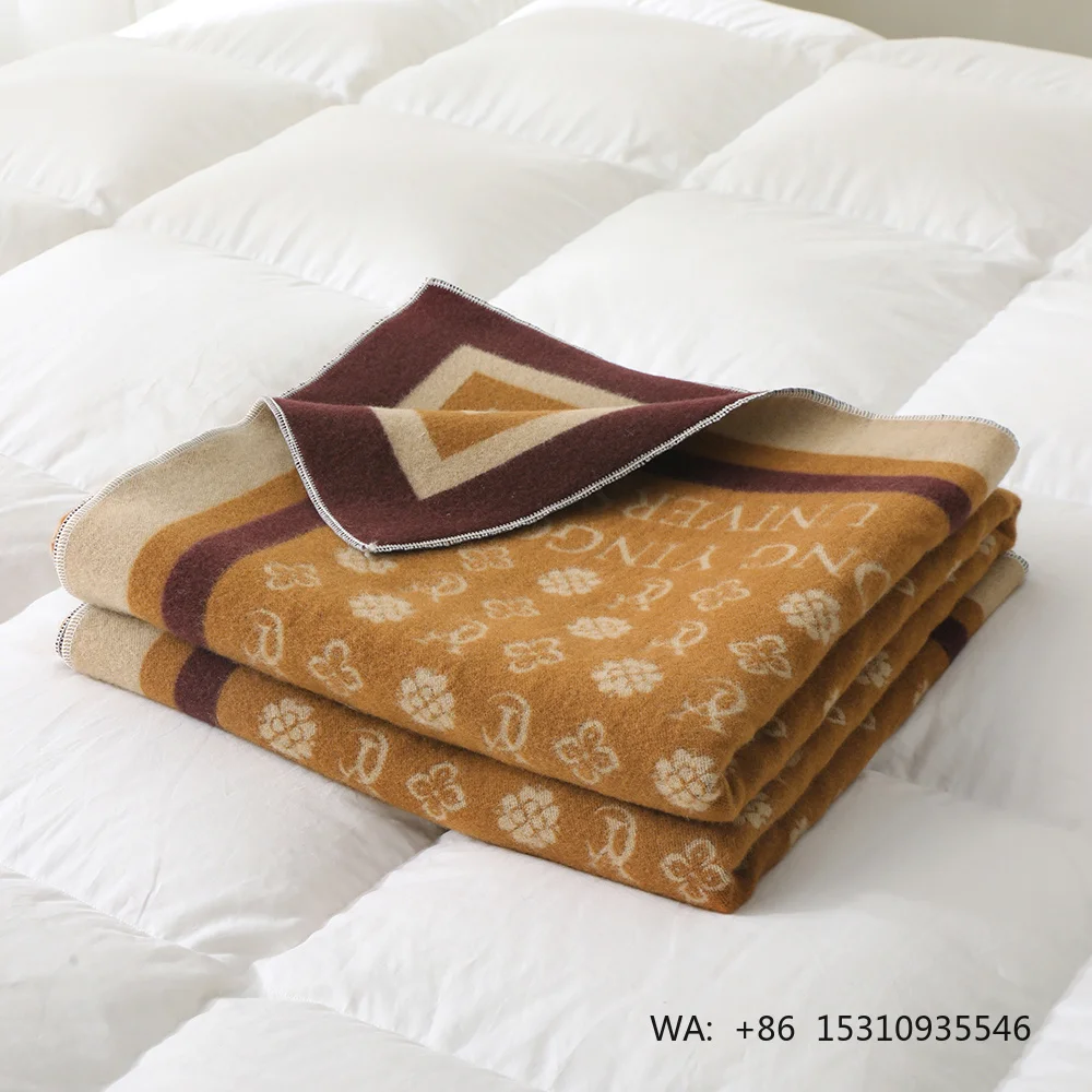 Customized Design and logo for Wool Blended Jacquard Blanket, Rectangular square Shawl Wrapped Blanket