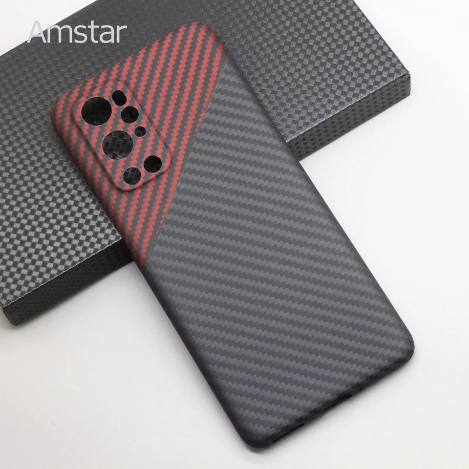 Amstar Dual Color Genuine Carbon Fiber Phone Case for OnePlus 9 Pro Ultra-thin Anti-fall Aramid Fiber Case Cover for OnePlus 9