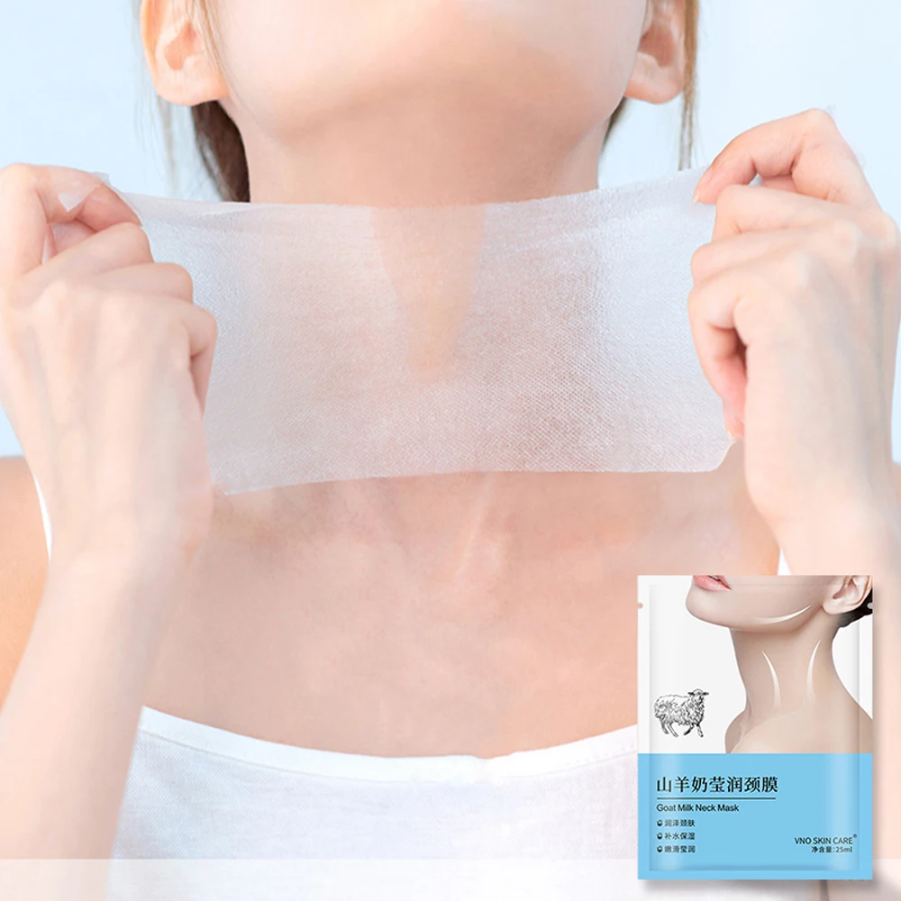 10 stücke Ziegenmilch Hals maske Hälse Haut masken straffende aufhellende Hals masken feuchtigkeit spendende Schönheits hälse Hals falten reduktion pflaster