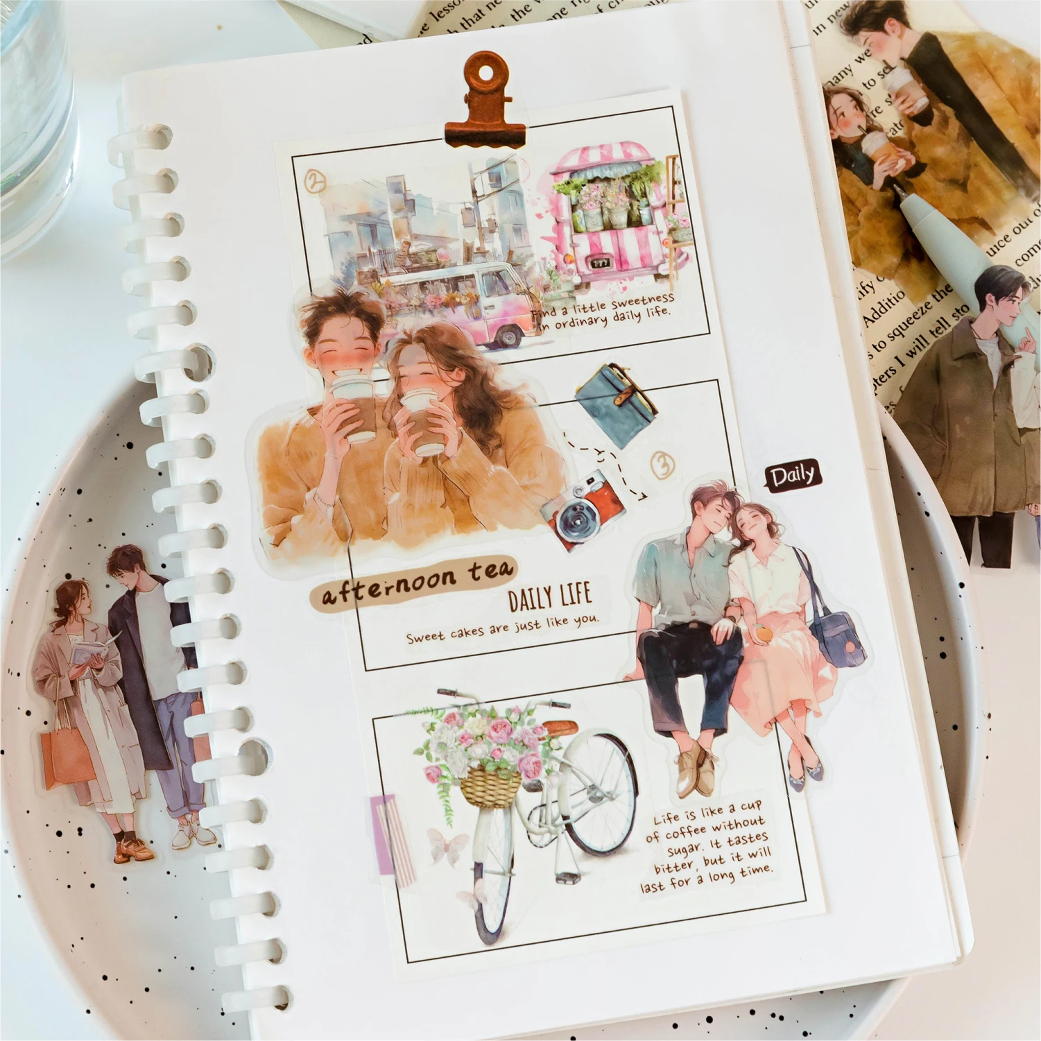 Yoofun 30 Stks/partij Leuk Meisje Gelukkig Leven Karakter Journaling Sticker Materiaal Scrapbooking Planner Dagboek Decor Etiketten