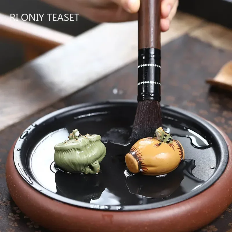 Chinese Yixing Purple Clay Tea Pet Handmade Lotus Seed Watermelon Model Ornaments Sculpture Tea Figurine Crafts Tea Set Decor