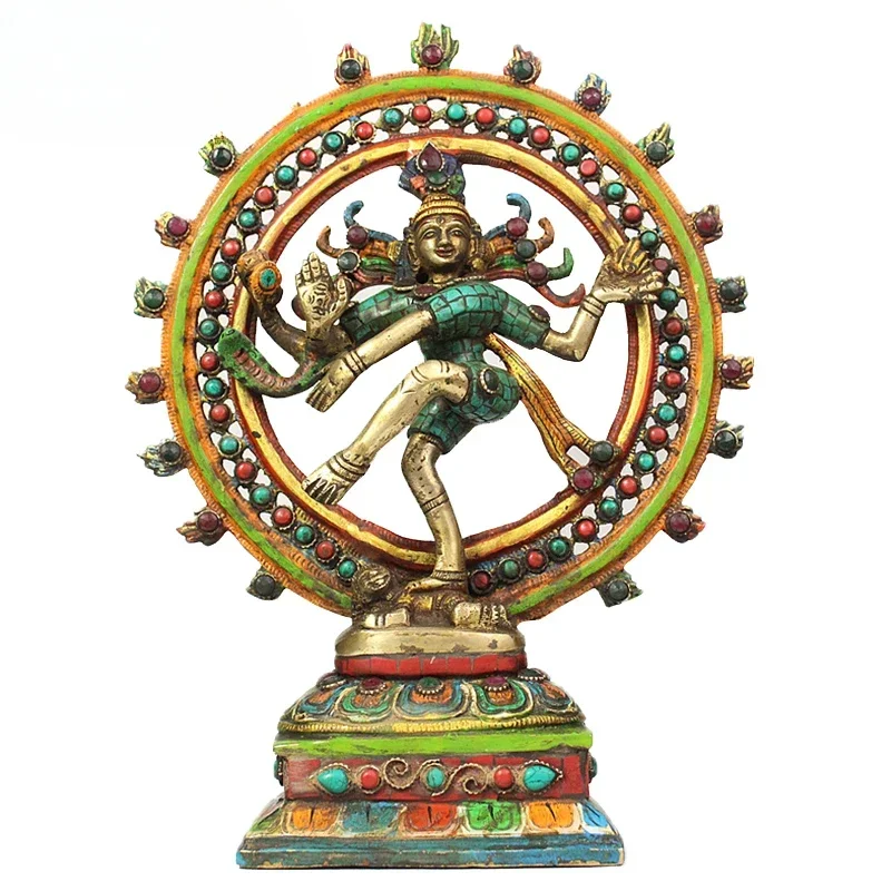 Hot salesPure Copper Shiva Statue Decoration Nepal Handmade Dance King Shiva Statue Hindu Statue Thai Style Decoration