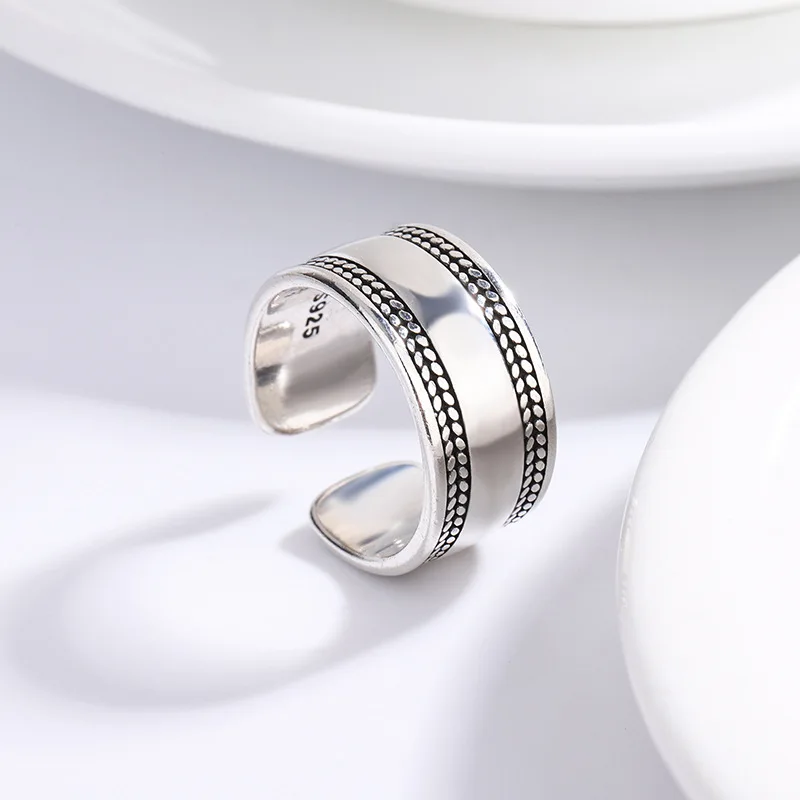 Nowość w 925 Sterling Silver Gładka powierzchnia Regulowane pierścionki dla kobiet Vintage Biżuteria damska Hurtownia