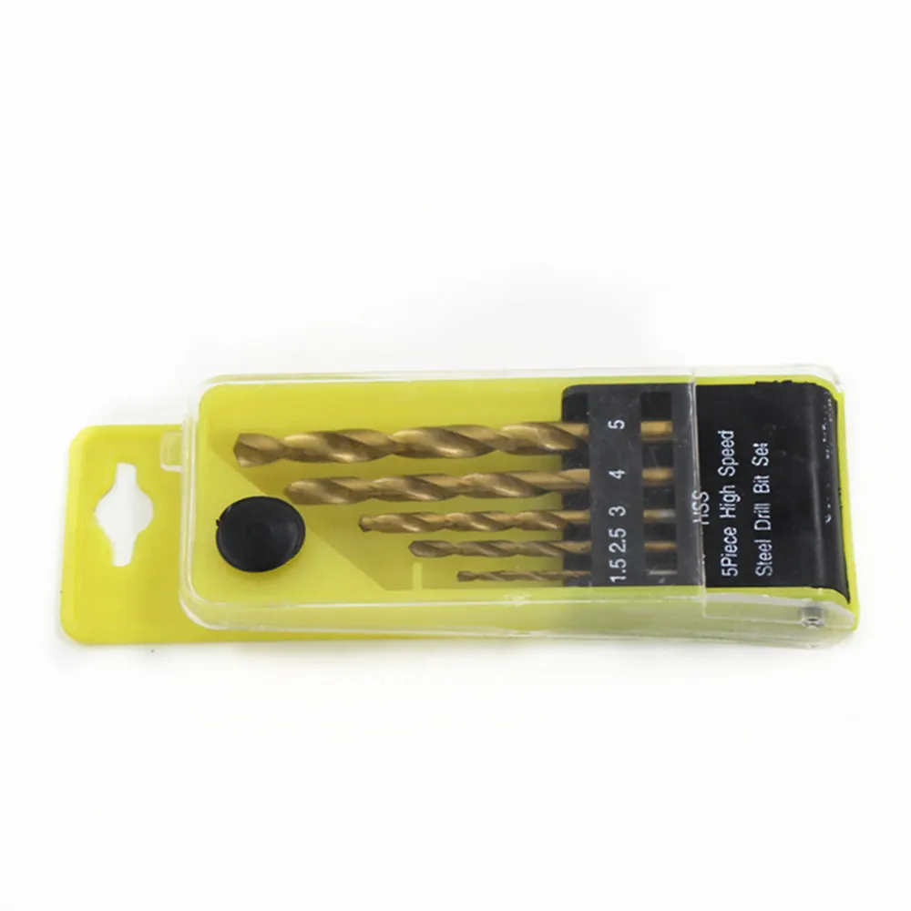 5 Buah/Set HSS Bit Bor Putar Berlapis Titanium 1.5Mm-5Mm Set Pembuka Pelat Besi Bor Reaming Aluminium Aloi Bor Lubang