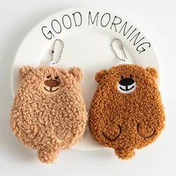 Monedero de peluche de oso Kawaii para mujer y niña, monedero de bolsillo para dinero, Mini tarjetero de identificación para estudiantes, bolsa de almacenamiento para auriculares