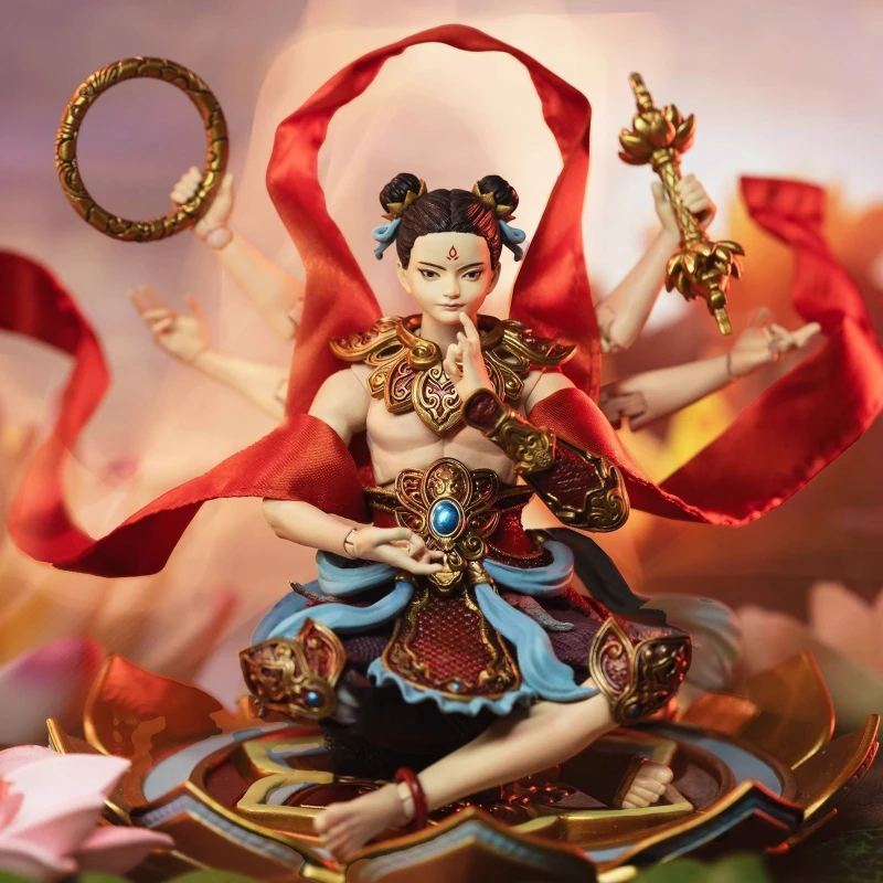 

Deluxe version of the Fan Realm God Series Nezha figure sculpture model 1/12 moving puppet soldier birthday gift