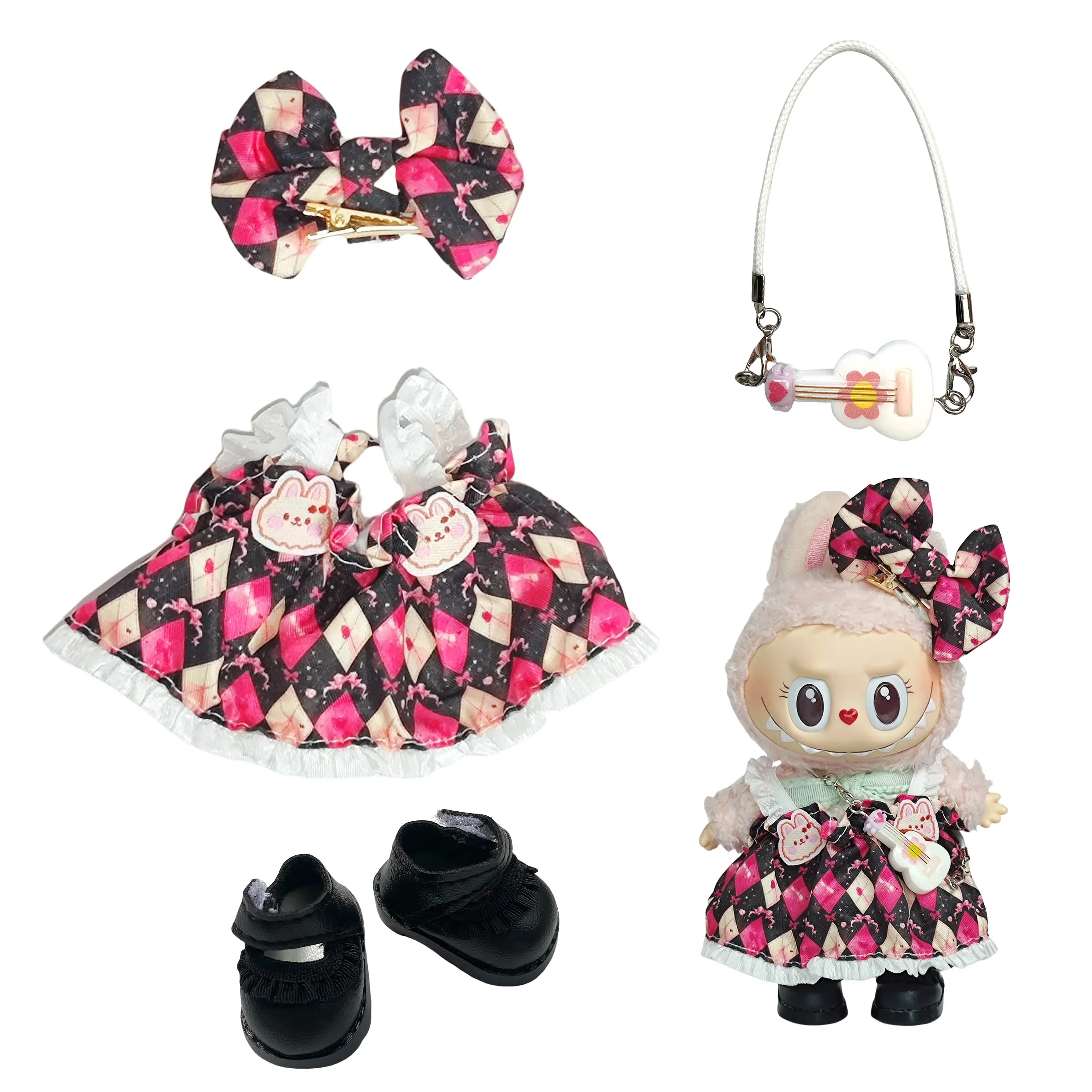 

15-17cm clothes for labubu v2 v3 sweet and fragrant wind skirt set diy