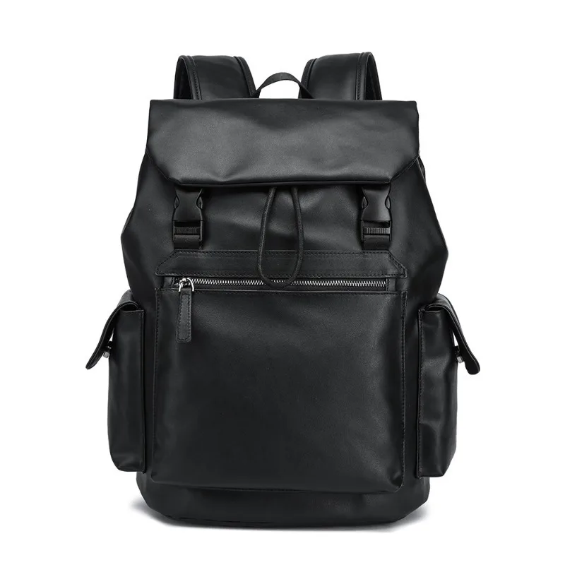 

2026 New Backpack Men Fashion Hasp Flap Men's Backpacks Large Capacity Travel Bag Soft Leather 15.6 Inch Laptop Bags Schoolbags