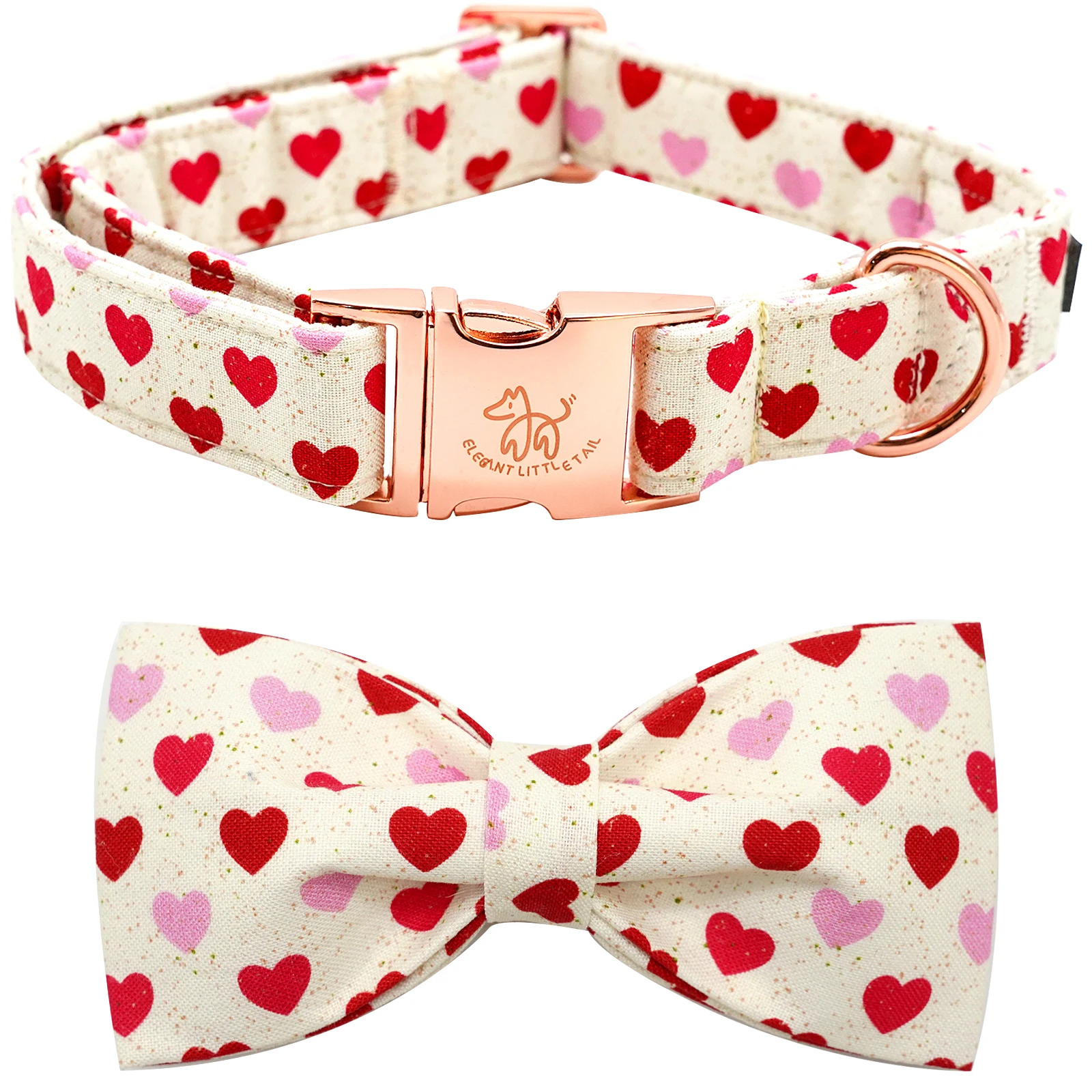 Elegant little tail Valentine's Day Dog Collar Valentine's Day Dog Collar with Bow Heart Dog Collar Cute Girl or Boy Dog Collar