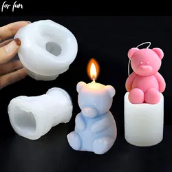 For Fun 3D Little Bear Silicone Candle Molds DIY Aromatherapy Candles Soap Gypsum Resin Mold Ice Cube Baking Molds Hand Gifts