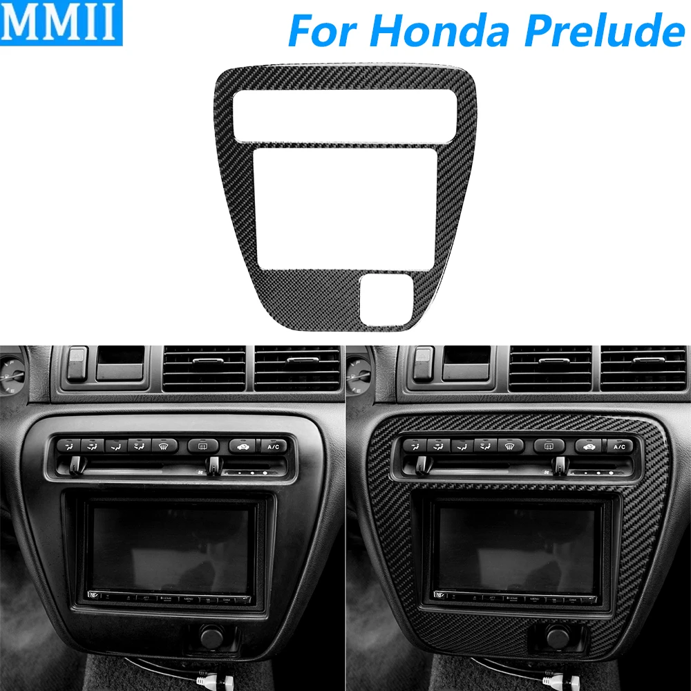 

Для Honda Prelude 1997-2001: накладка на панель центрального управления кондиционером, радио и CD-плеером из углеродного волокна, аксессуар для автомобиля, наклейка
