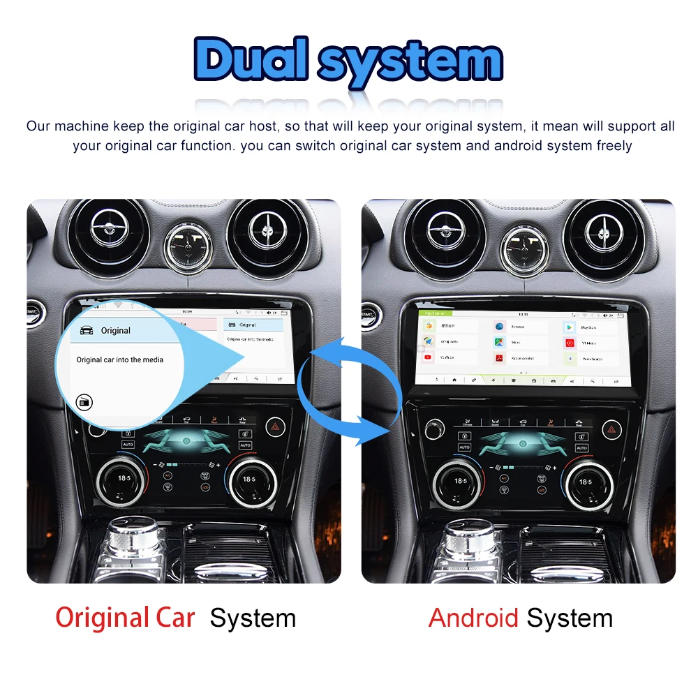 Android 12 Car Radio Dual System For Jaguar XJ XJL XJR 2009-2018 Multimedia Player Carplay Android Auto Stereo Replacement