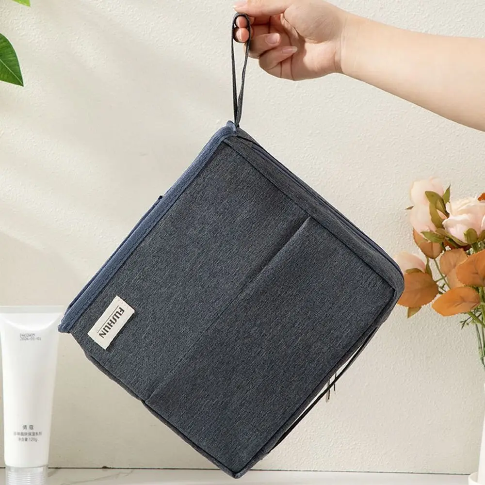 Large Capacity Vertical Makeup Bag Portable Multi-Compartment Student Stationery Bag Wear-resistant Partitioned