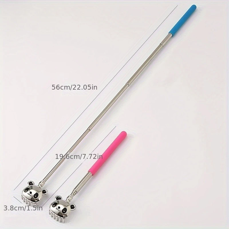 أداة خدش خلفية معدنية قابلة للتعديل مع مقبض مريح بتصميم الباندا، يخفف حكة الجلد، مقبض طويل للمناطق التي يصعب الوصول إليها