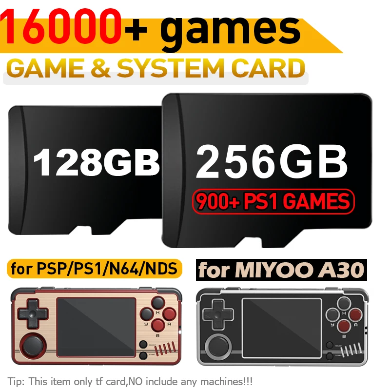 Miyoo A30 Game SD Card Built-in 16000+ Classic Games 50+ Emulators for PSP/PS1/N64/GG/MAME game TF Card for Miyoo A30