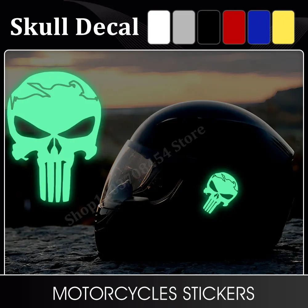

Skull Head Motorcycle Glow Stickers Waterproof Moto Helmet Decoration Motorbike Fuel Tank Side Fairings Decal Accessories