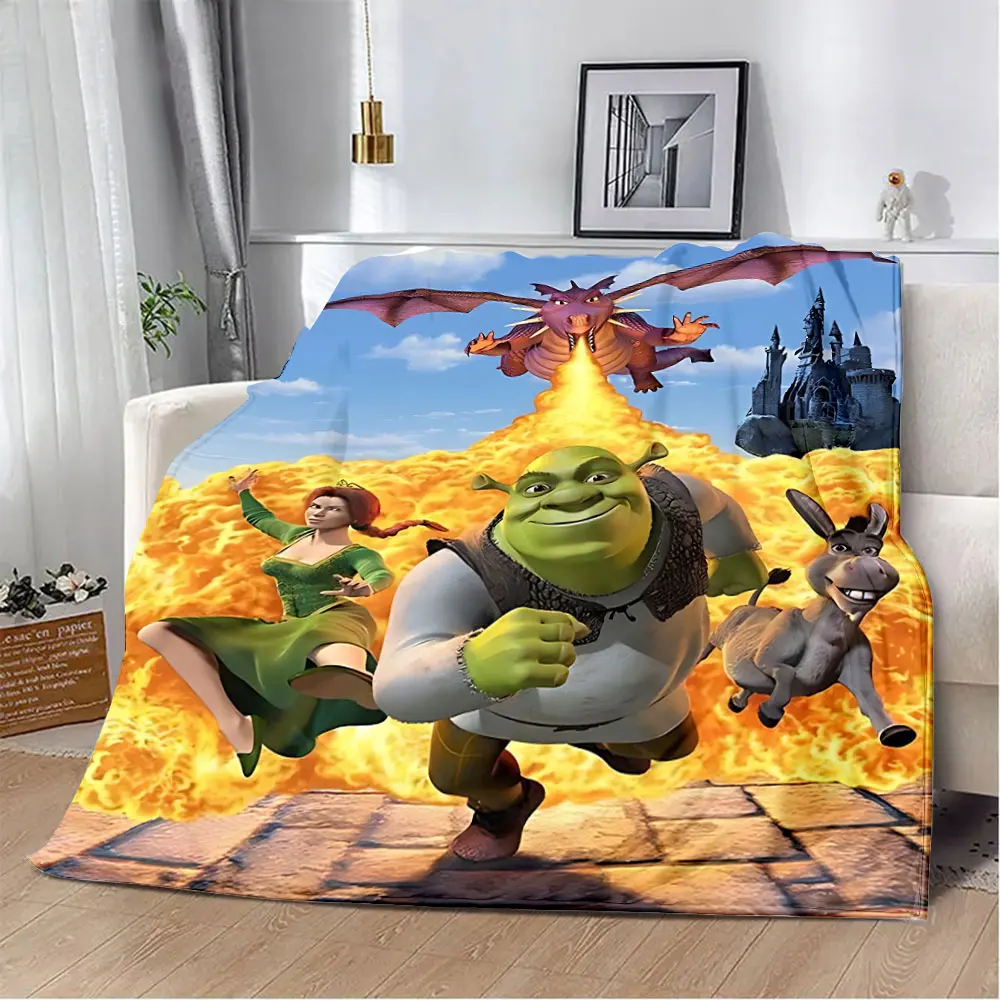 Cartoon Funny S-Shreks Printed Blanket Picnic Blankets Warm Blanket Soft and Comfortable Blanket Home Travel Birthday Gift