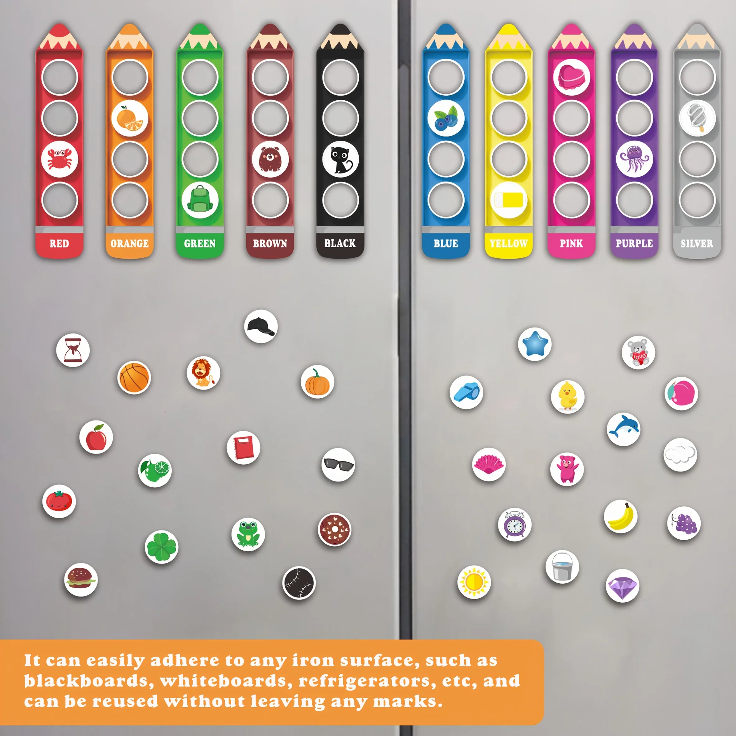 حزم هدايا للحفلات متعددة البنافذ/10 ألوان مجموعة بطاقات كلمات جديدة على شكل قلم مغناطيسي - أداة تعلم الفرز والعد #2