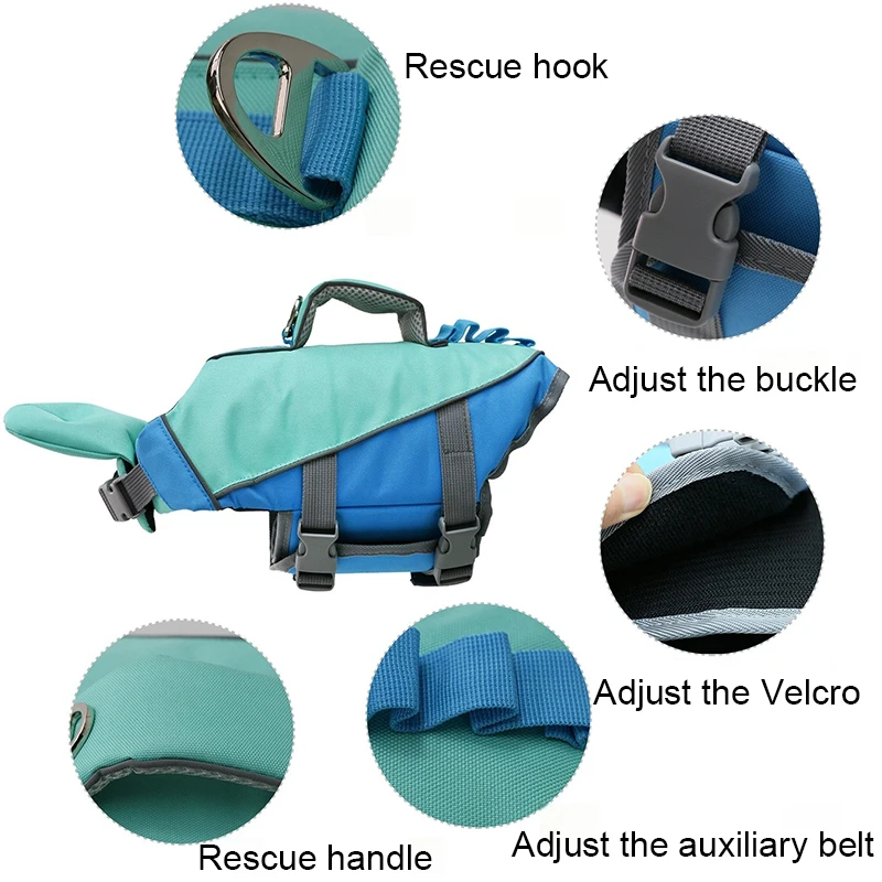 Dog Swimming Clothes Pet Dog Life Jacket Enhanced Buoyancy Safety Vest with Handle for Small Medium Dogs Cat Pet Surfing Costume view 2