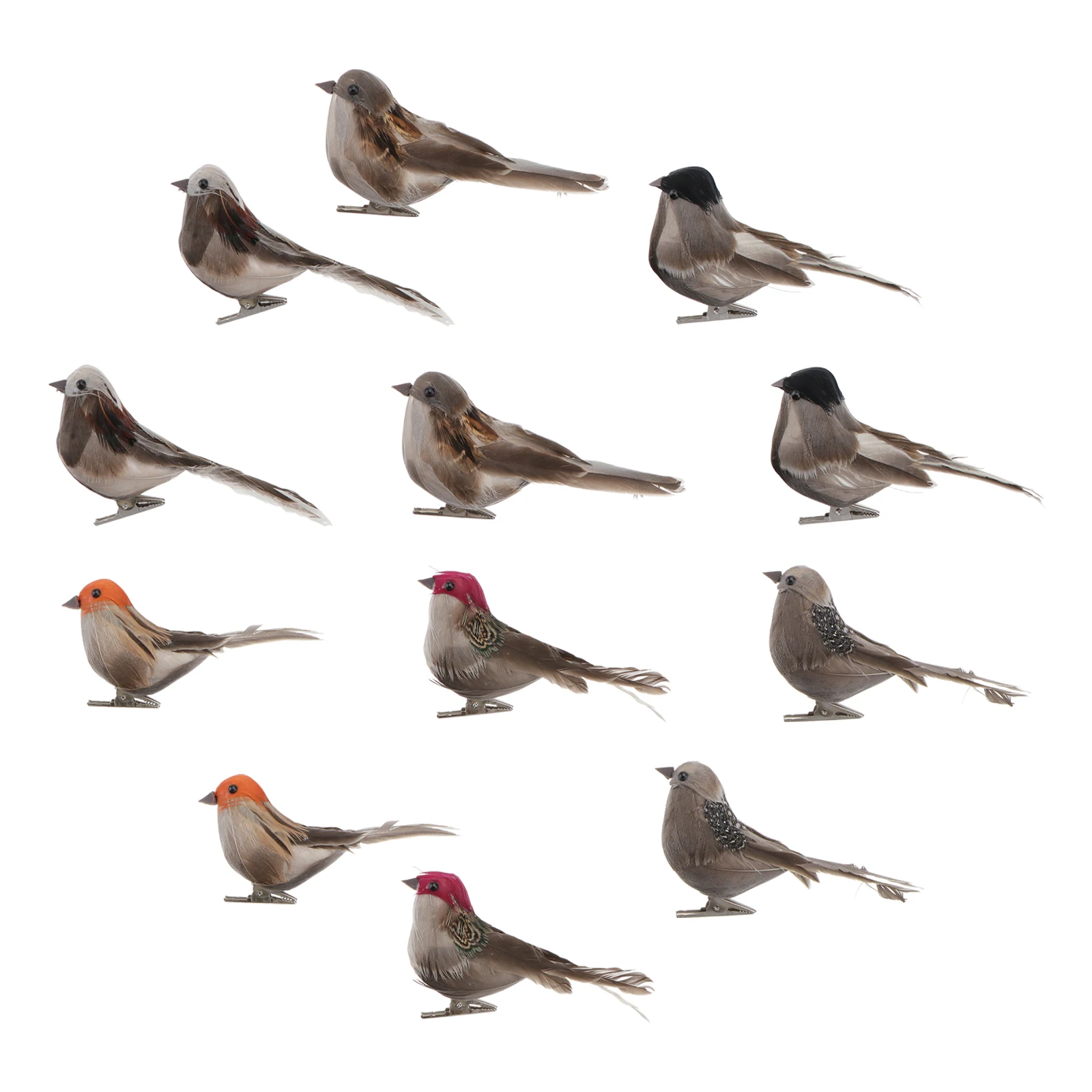 12pcs Artificial Resin Decorations Garden Adornment Craft Ornament Set Scene Layout Animal Accessory Parrot Decor Bird