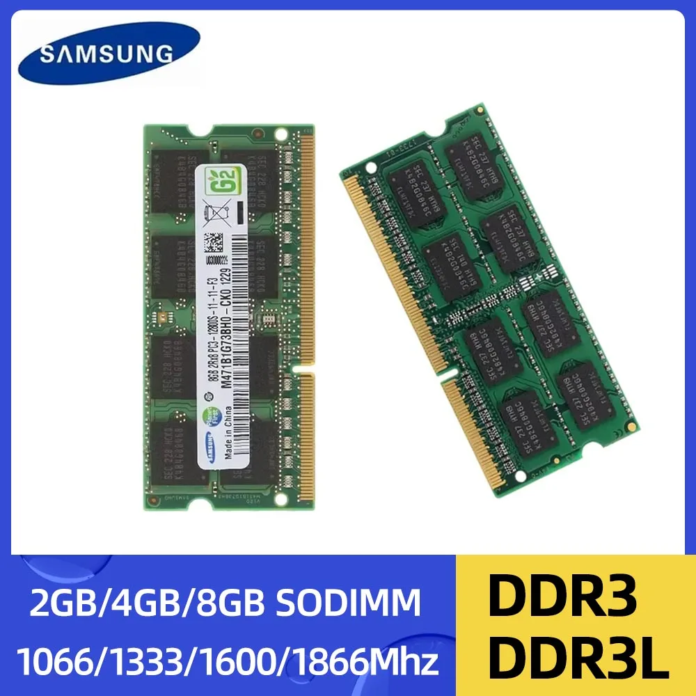 Memória RAM DDR3 SAMSUNG para Notebook DDR3L 2GB 4GB 8GB SODIMM 1066 1333 1666 1866MHz 204Pin 1.35V/1.5V RAM PC3-10600 12800 para Laptop