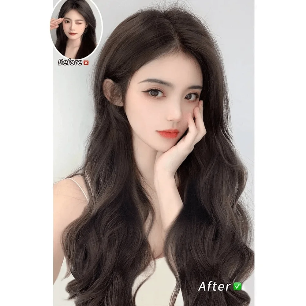 Remendos De Extensões De Cabelo Sintético, Fibras Resistentes Ao Calor, Long Wig Patches, Peruca