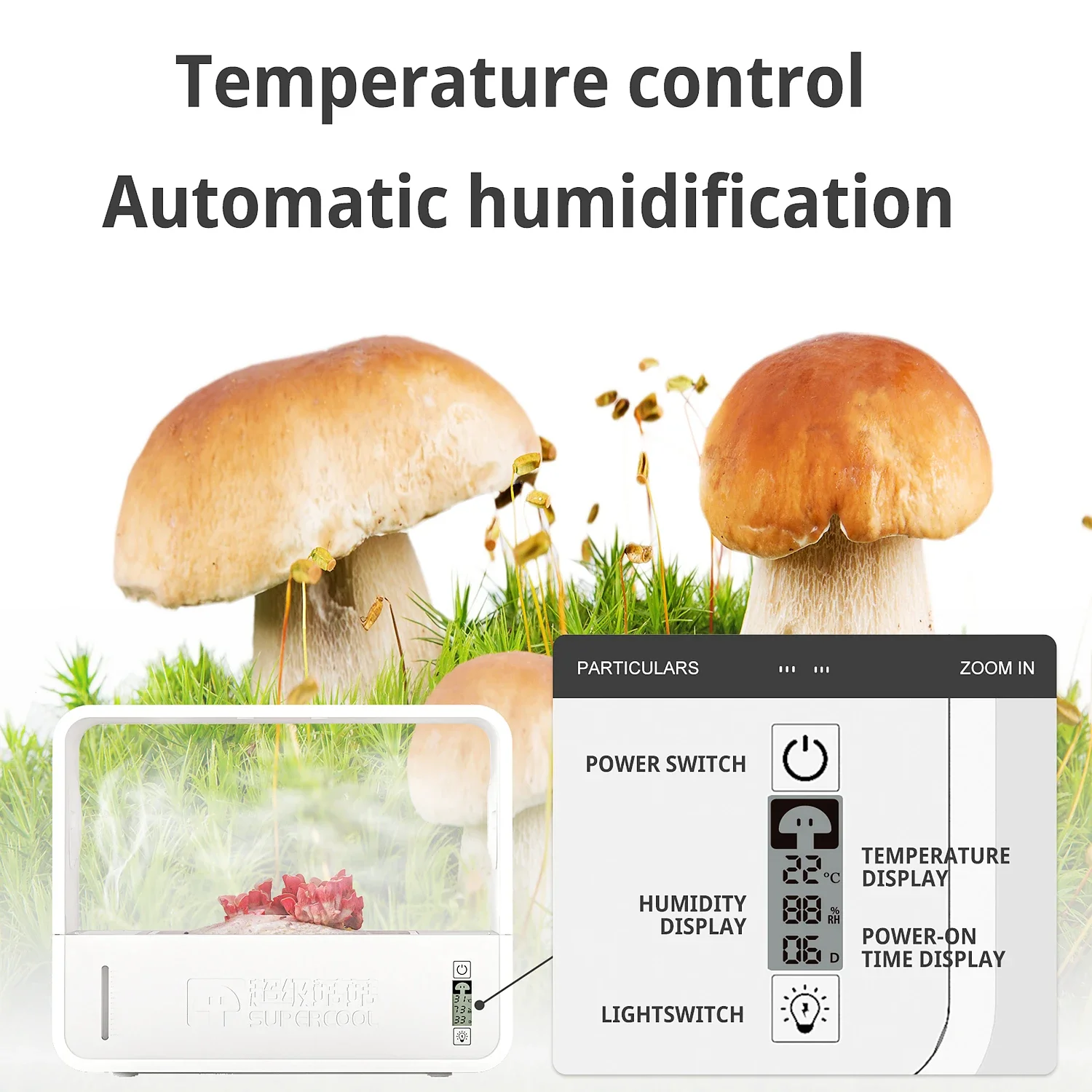 Mushroom Grow Kit Timing Temp. Humidity Controllable Mushroom Grow Container Automatic Mushroom Grow Box