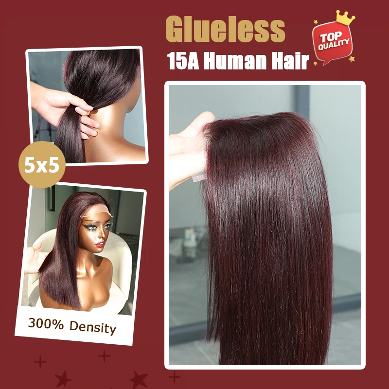

300 Density 5x5 wear and go glueless human hair wig #J99 bob straight human hair Wigs Pre Plucked Wig 13x6 raw vietnamese Hair