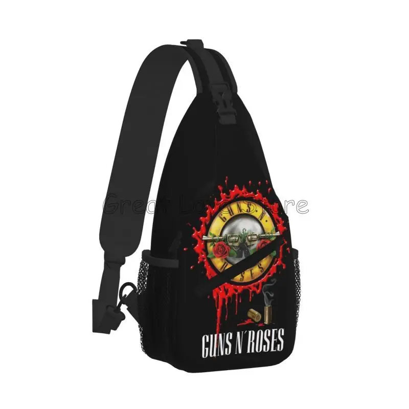 Heavy Metal Guns N Roses Sling Bag Unisex Waterproof Crossbody Bag Portable Casual Chest Bags for Travel Sports Hiking Cycling