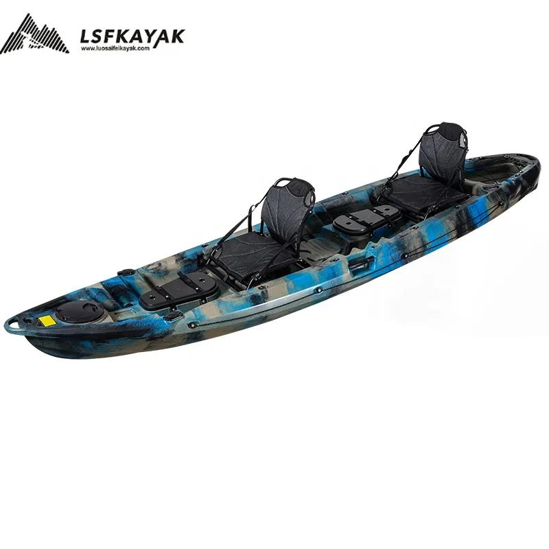 14.6ft nuovo Design di alta qualità 3 persone doppia barca a remi in plastica Paddle canoa Kayak Kayak Pick Up al porto